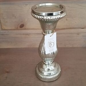 Ballard Designs Silver Mercury Glass Pillar Candle Holder